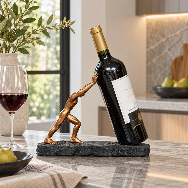 Sculptural Wine Bottle Holder Countertop Display Stand