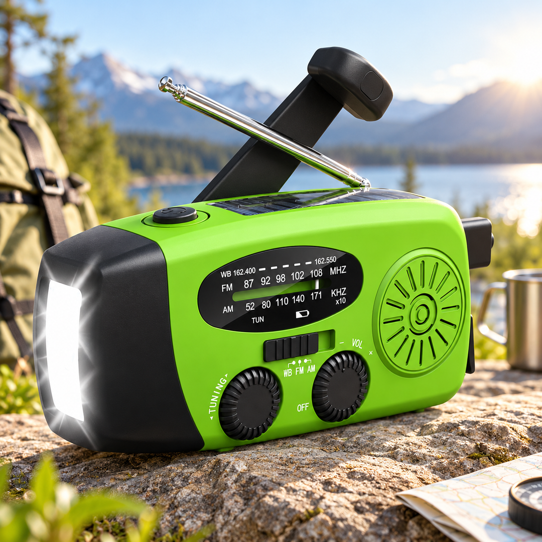Mini Emergency Radio Solar Hand Crank 2000mAh Power Bank Flashlight