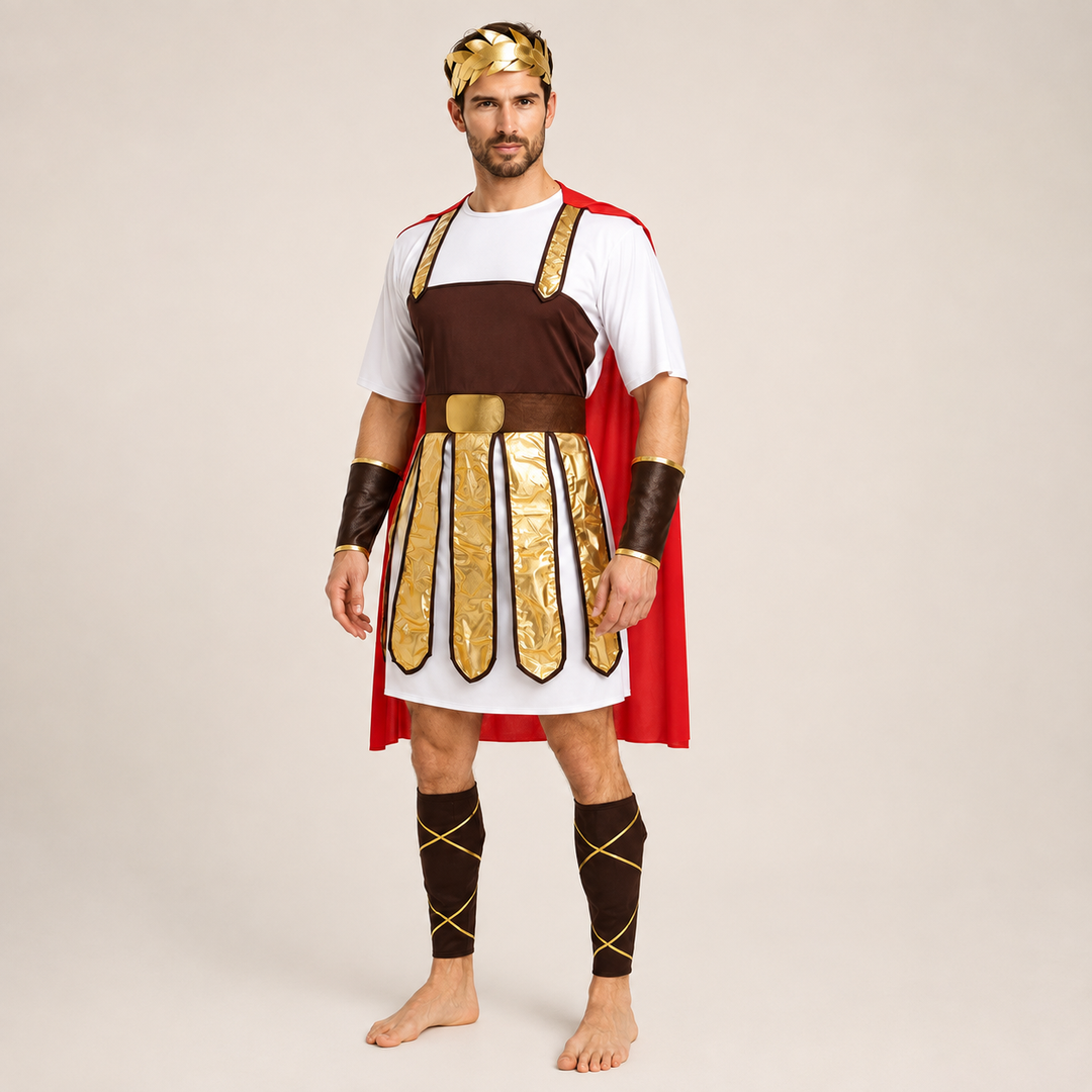 Roman Gladiator Warrior Costume with Cape for Men and Women