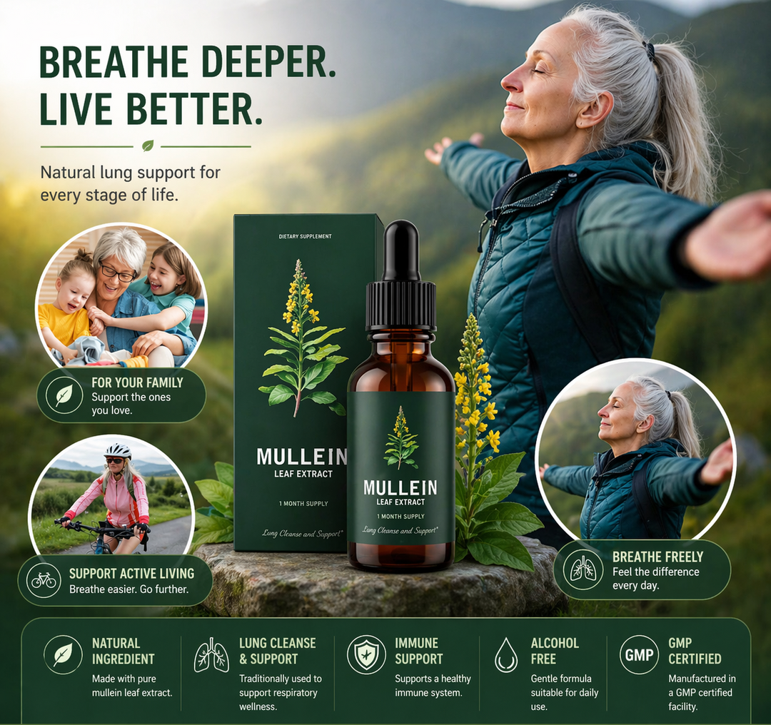 Mullein Extract Herbal Supplement Liquid for Lung Support and Detox