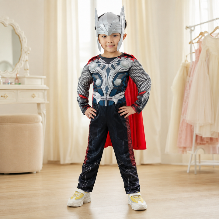 Kids Muscle Costume with Cape and Helmet Halloween Costume Set