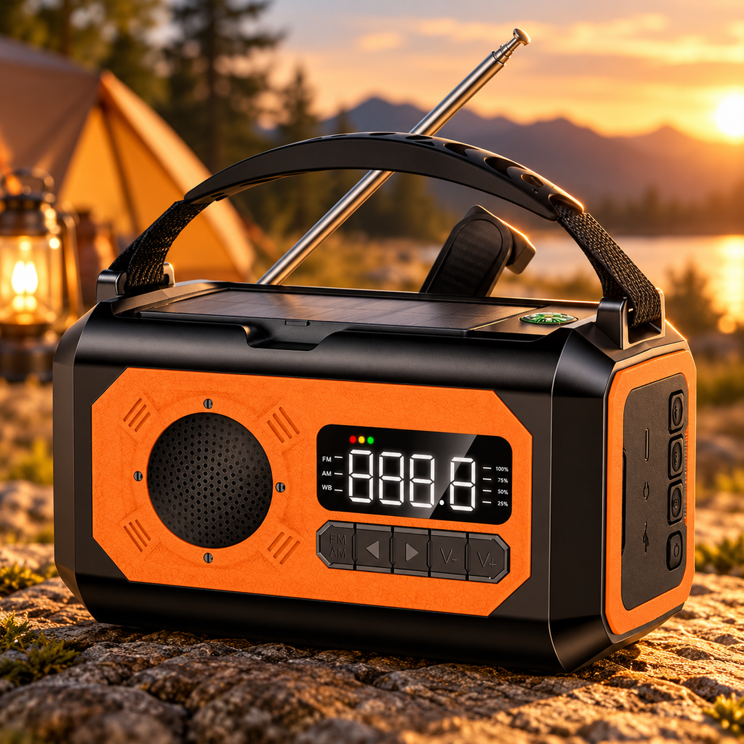 Emergency Weather Radio 12000mAh Digital Display Solar Hand Crank NOAA