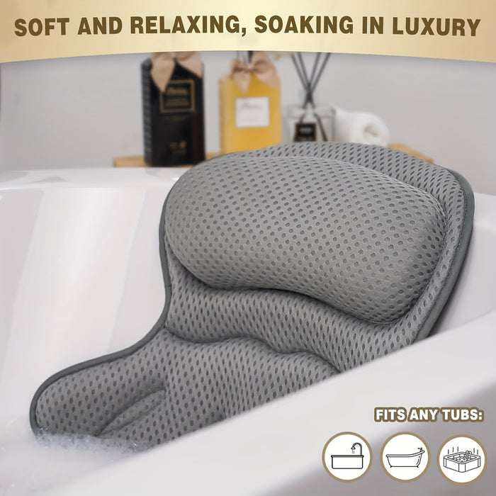 Ergonomic Bath Pillow Mesh Spa Cushion for Bathtub