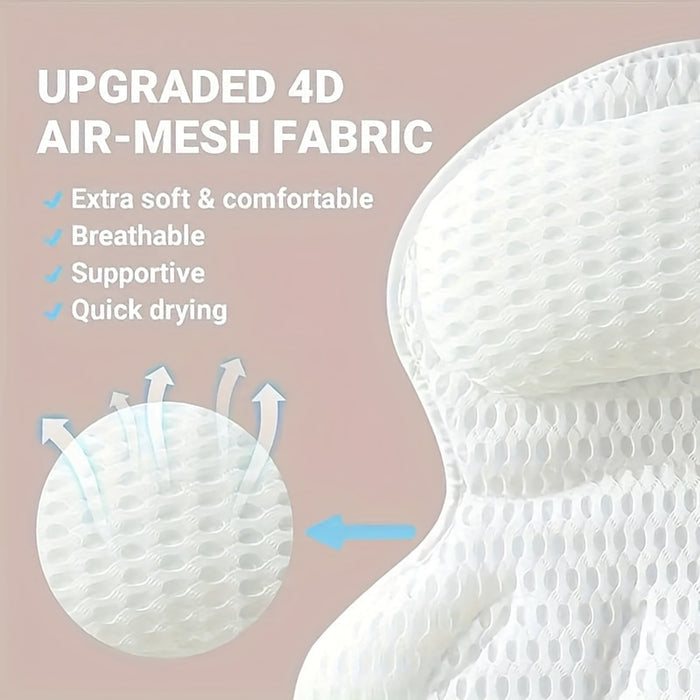 Ergonomic Bath Pillow Mesh Spa Cushion for Bathtub