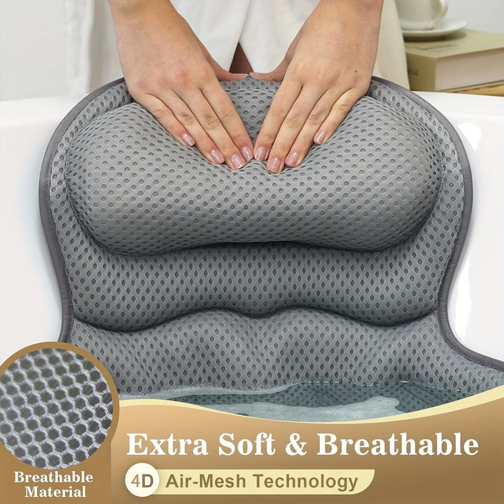 Ergonomic Bath Pillow Mesh Spa Cushion for Bathtub