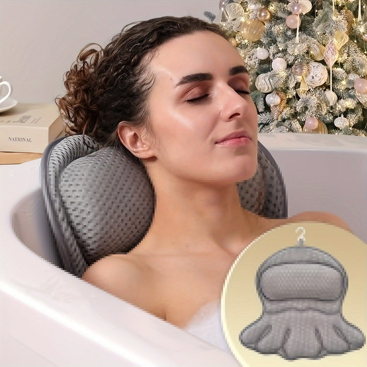 Ergonomic Bath Pillow Mesh Spa Cushion for Bathtub