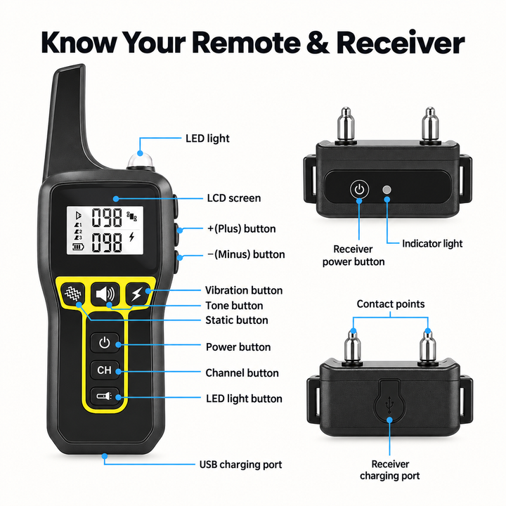 1000m Waterproof Dog Training Collar Rechargeable Remote