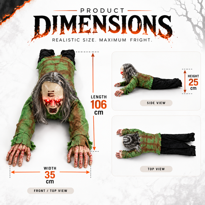 Crawling Zombie Prop with Light Up Eyes and Sound Activated Halloween Decoration