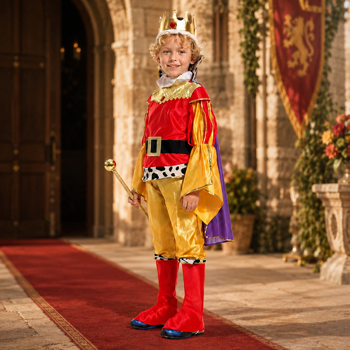 Kids King Costume Set with Crown and Cape Halloween Outfit