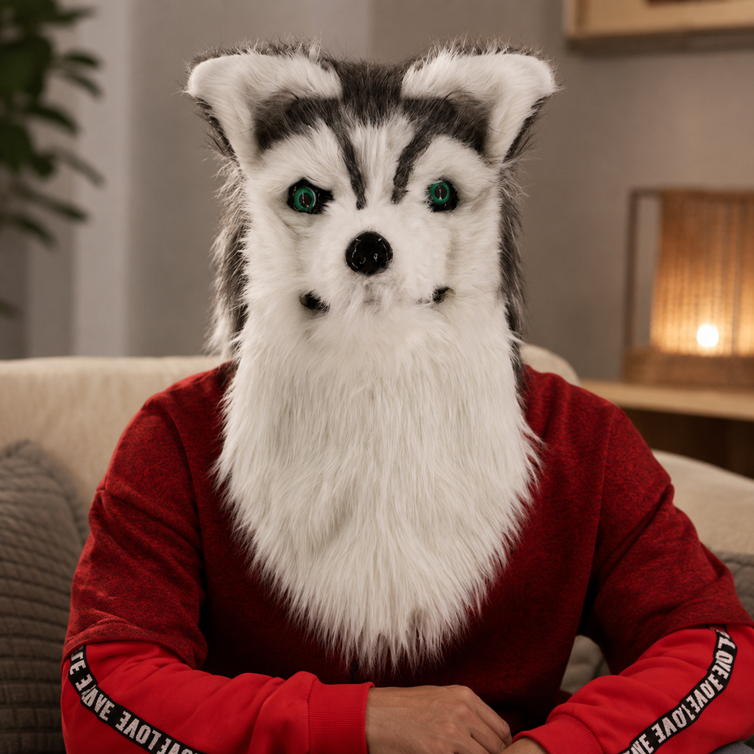 Fox Animal Head Mask with Moving Mouth for Halloween Costume