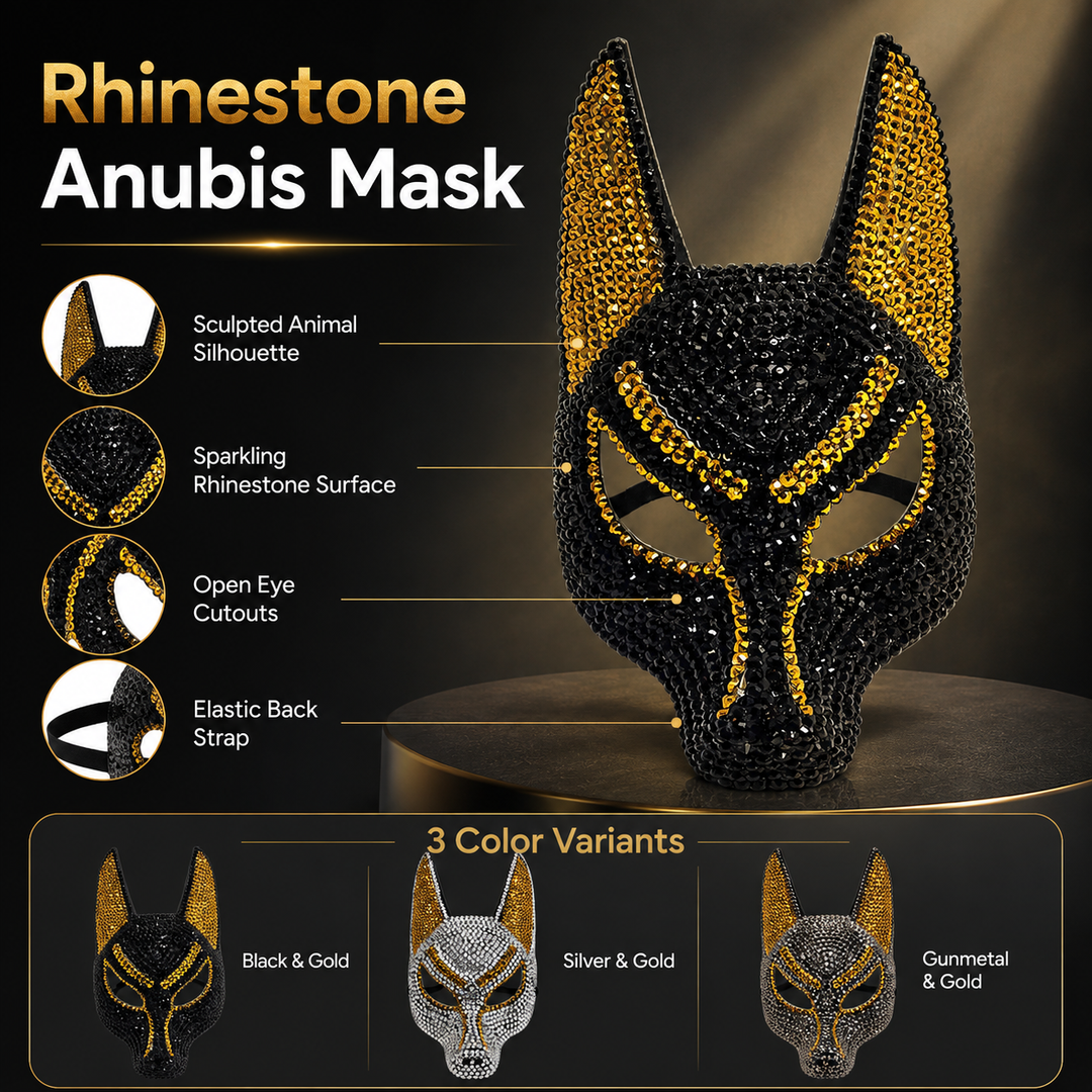 Wolf Rhinestone Half Face Halloween Animal Masquerade Mask