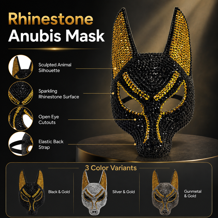 Wolf Rhinestone Half Face Halloween Animal Masquerade Mask