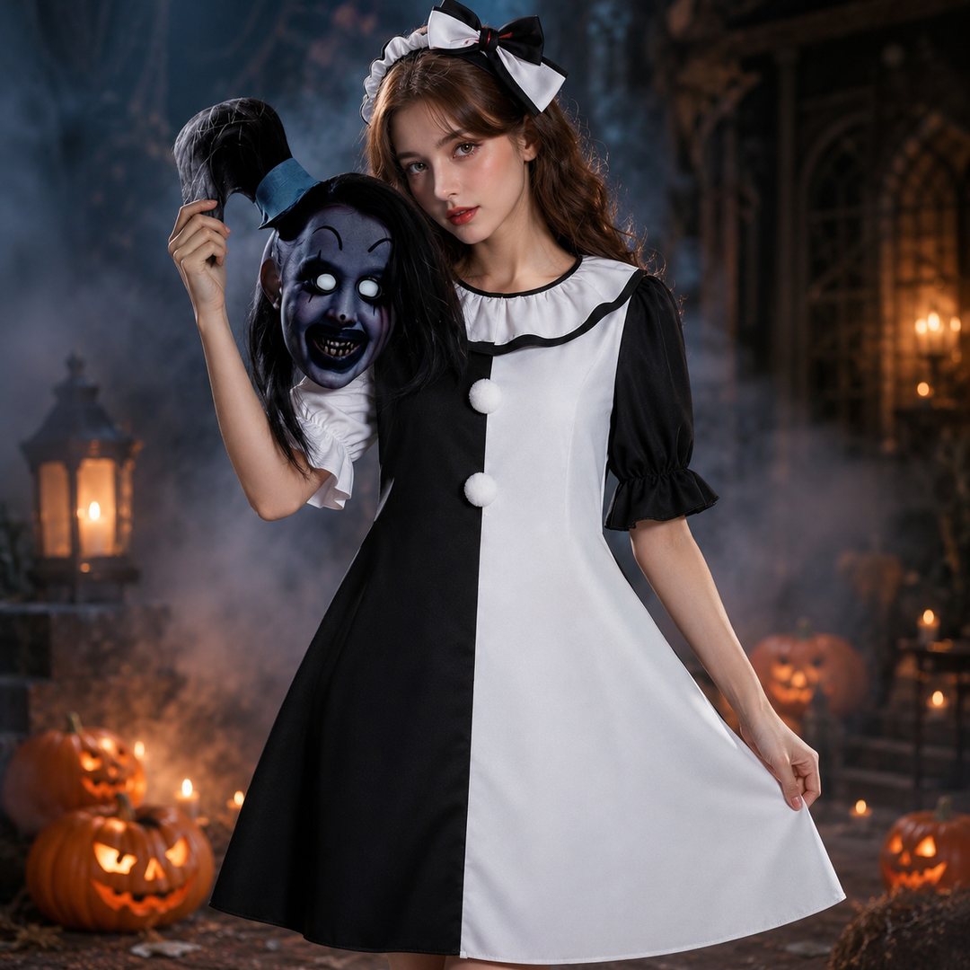 Clown Mask with Hat Halloween Horror Costume Accessory