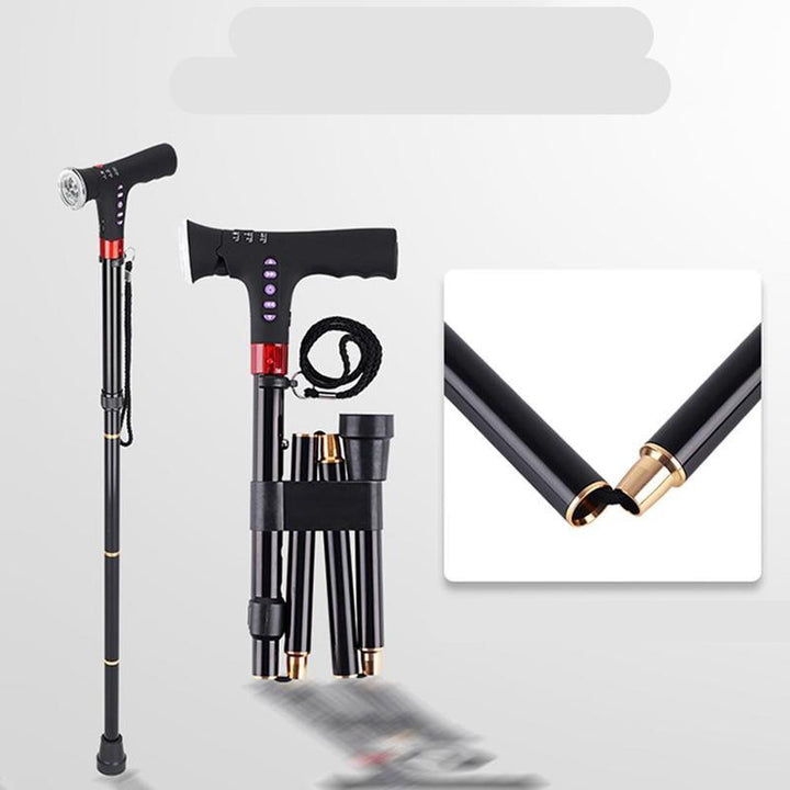 Foldable LED Walking Cane with Adjustable Height &amp; Ergonomic Handle