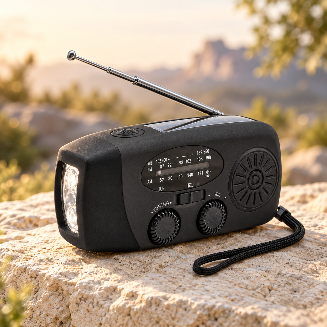 Hand Crank Solar Emergency Radio Power Bank LED Flashlight Wrist Strap