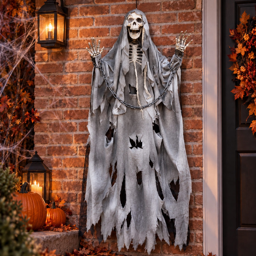 Hanging Skeleton Reaper Halloween Prop Haunted House Decoration