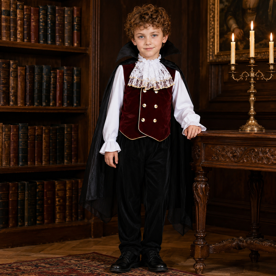 Boys Vampire Costume with Cape and Vest Halloween Costume
