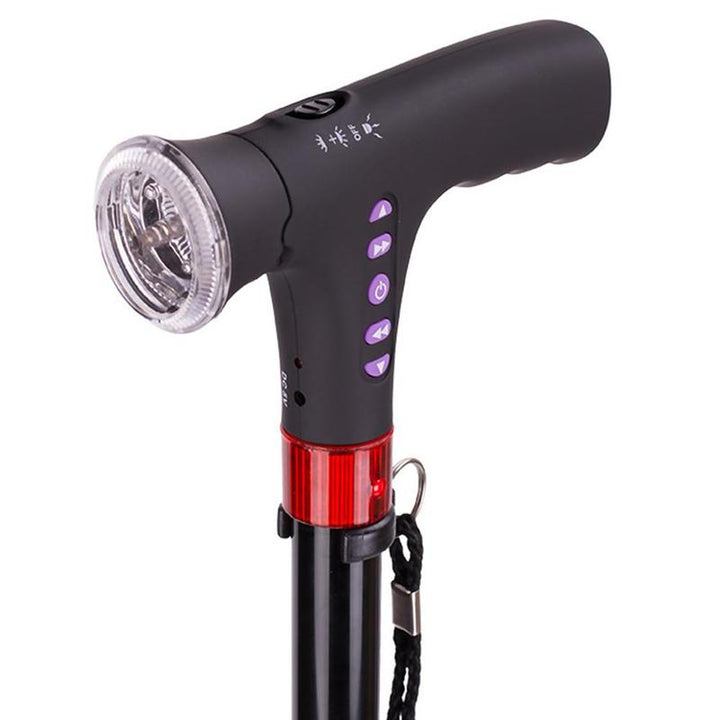 Foldable LED Walking Cane with Adjustable Height &amp; Ergonomic Handle