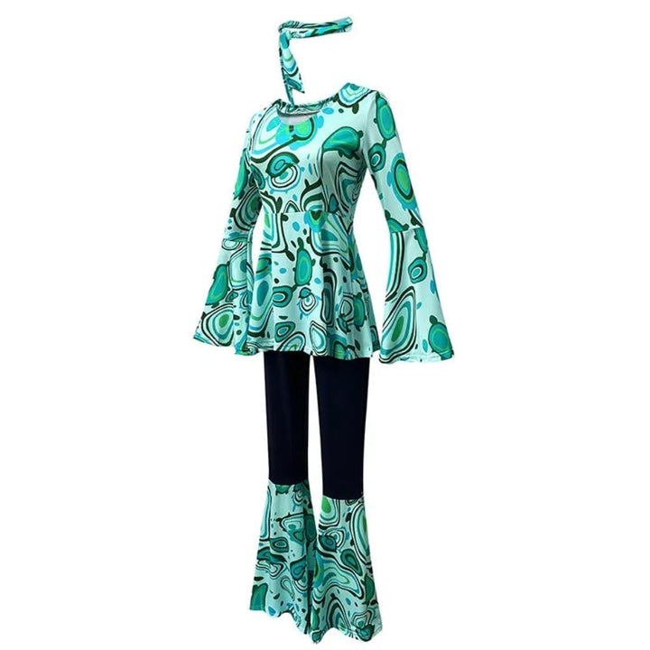 Halloween 70s Costume with Bell Bottom Pants and Hippie Theme Outfit Set 60s