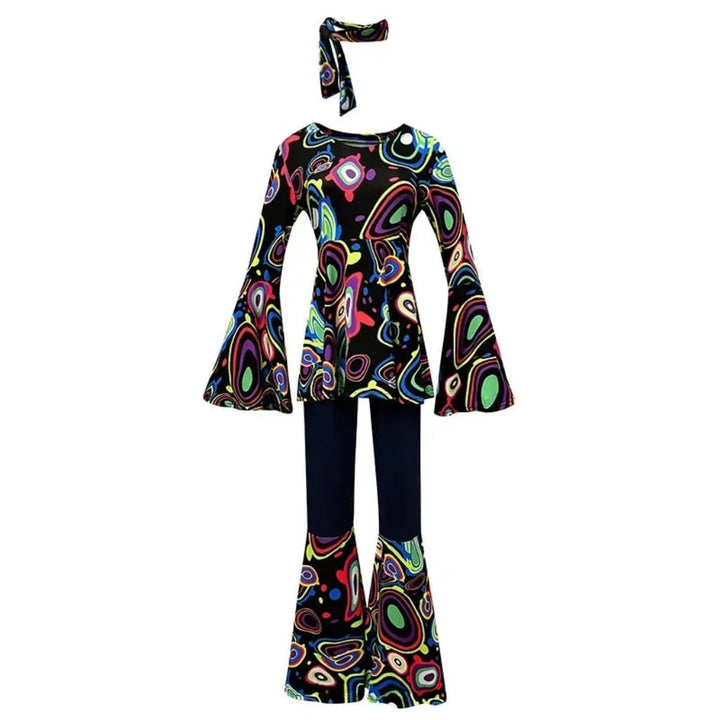 Halloween 70s Costume with Bell Bottom Pants and Hippie Theme Outfit Set 60s