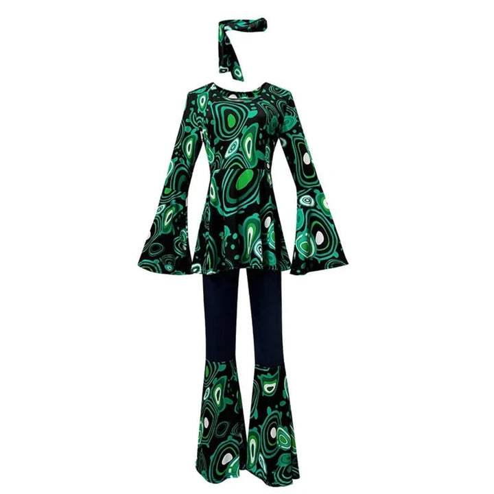 Halloween 70s Costume with Bell Bottom Pants and Hippie Theme Outfit Set 60s