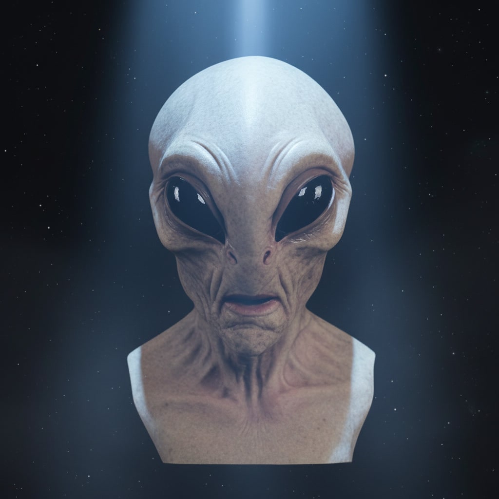 Halloween Alien Mask with Creepy Wrinkled Latex Full Head Design for Costume Party