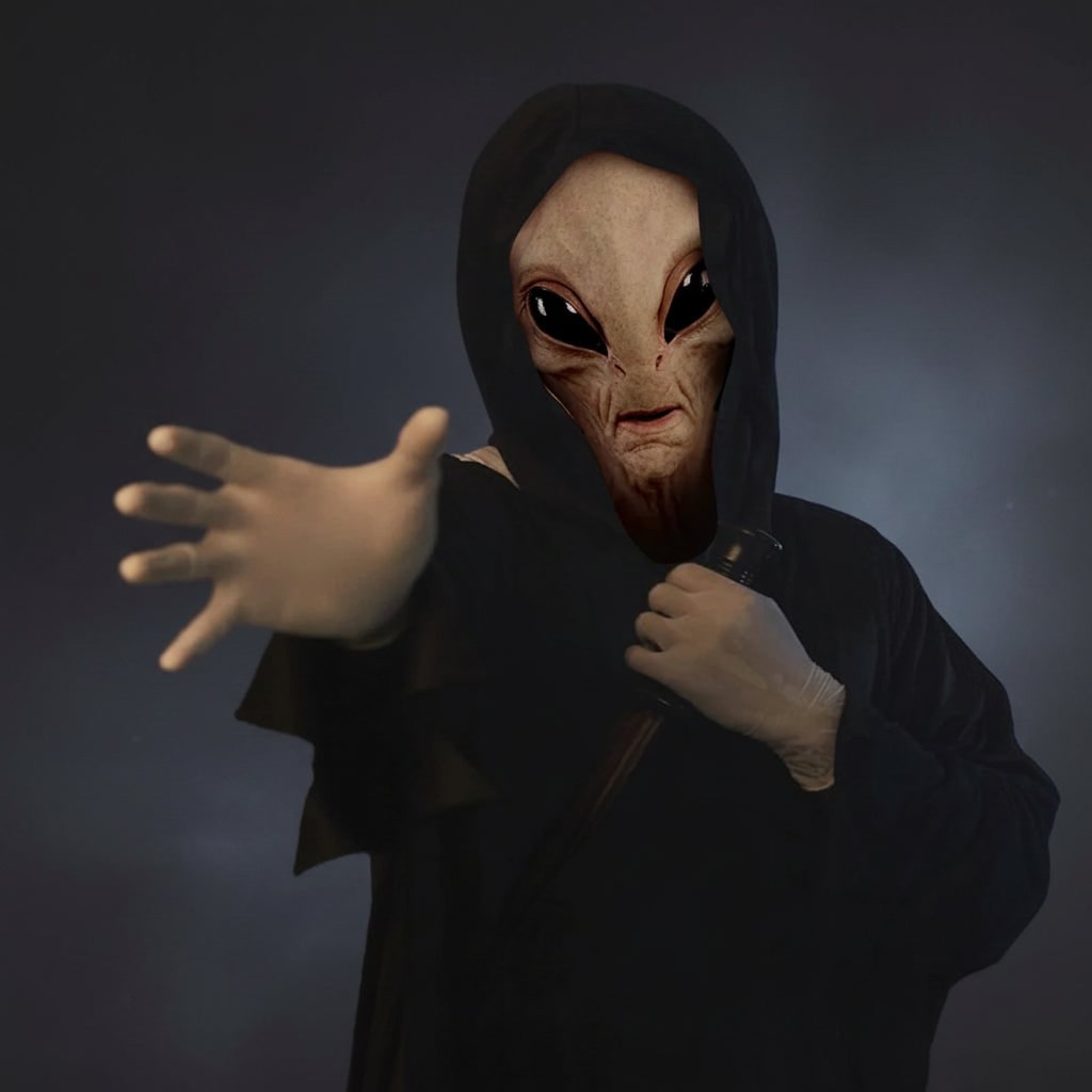Halloween Alien Mask with Creepy Wrinkled Latex Full Head Design for Costume Party