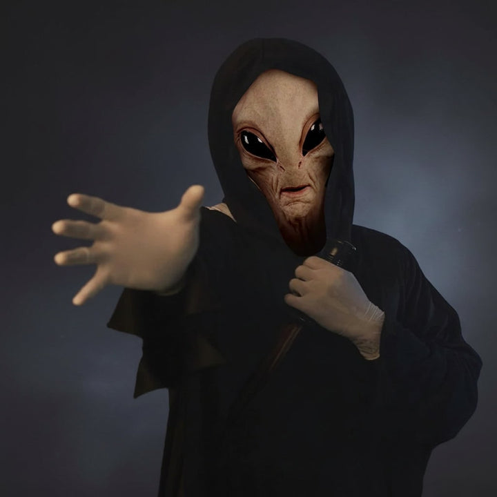 Halloween Alien Mask with Creepy Wrinkled Latex Full Head Design for Costume Party