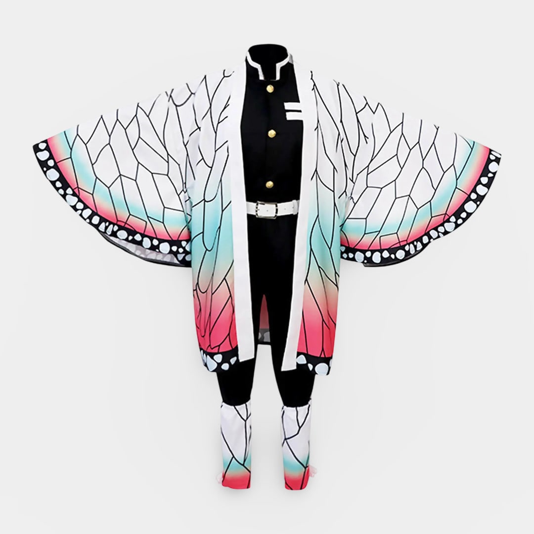 Halloween Anime Cosplay Costume and Outfits with Butterfly Haori Kimono and Leg Wraps for Party