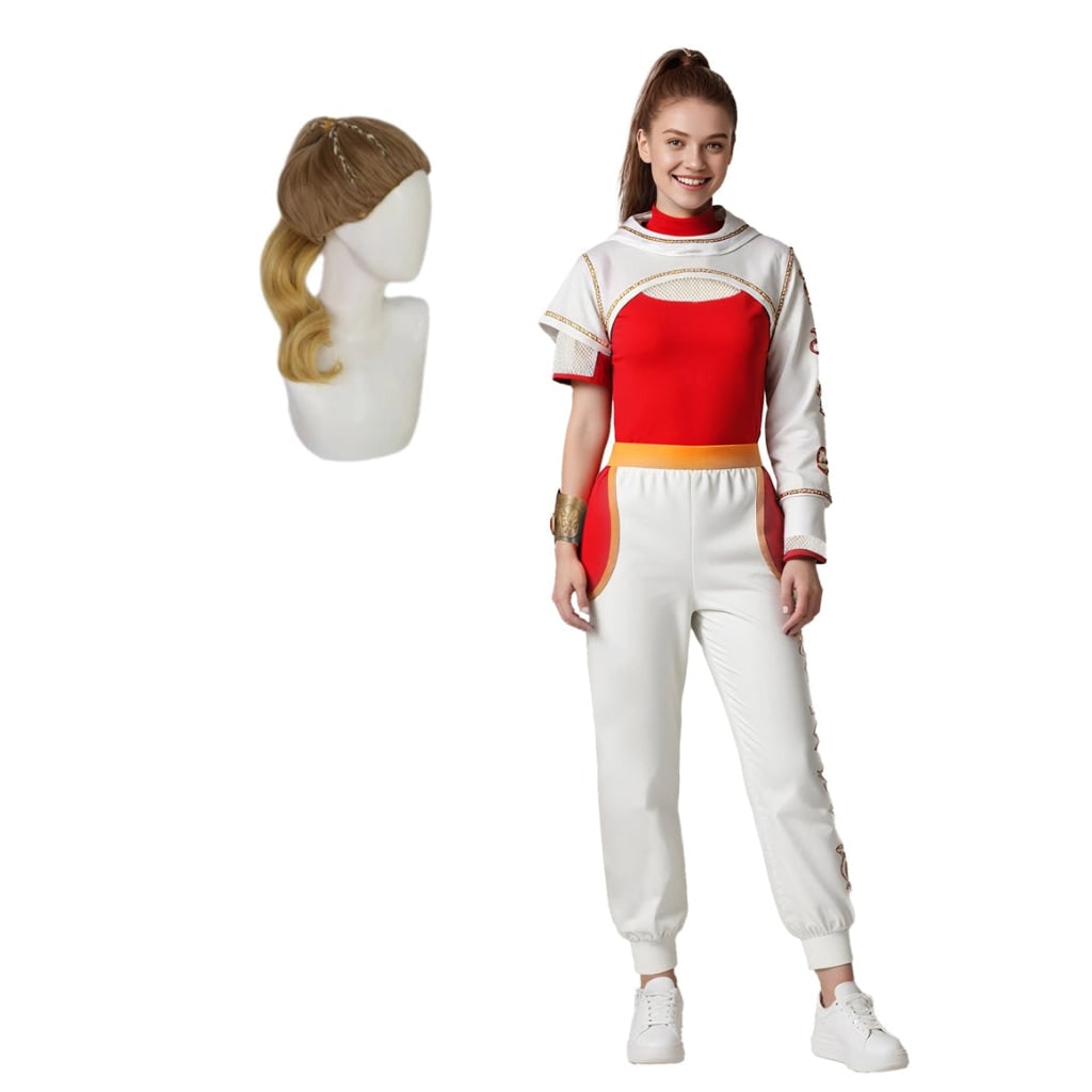 Halloween Anime Cosplay Costume Outfits with High Collar Gold Waistband Asymmetrical Sleeves
