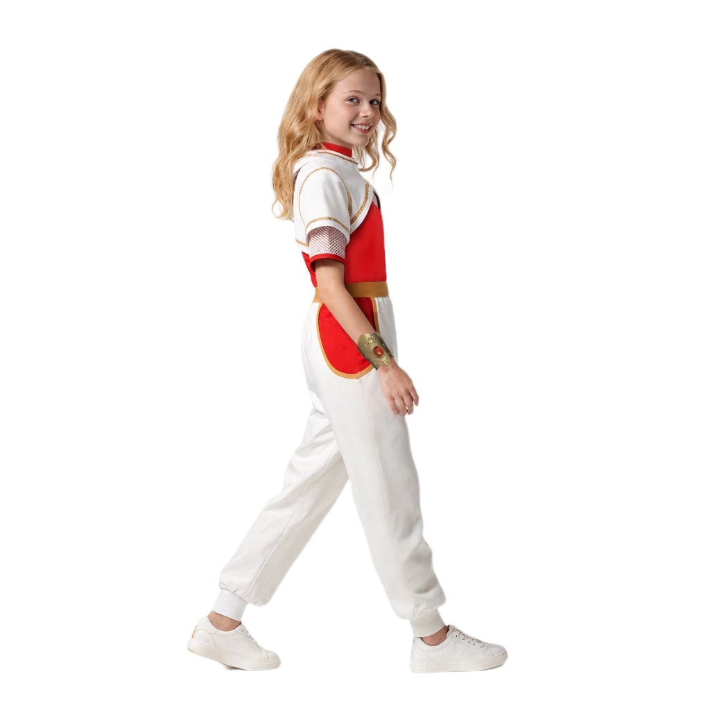 Halloween Anime Cosplay Costume Outfits with High Collar Gold Waistband Asymmetrical Sleeves