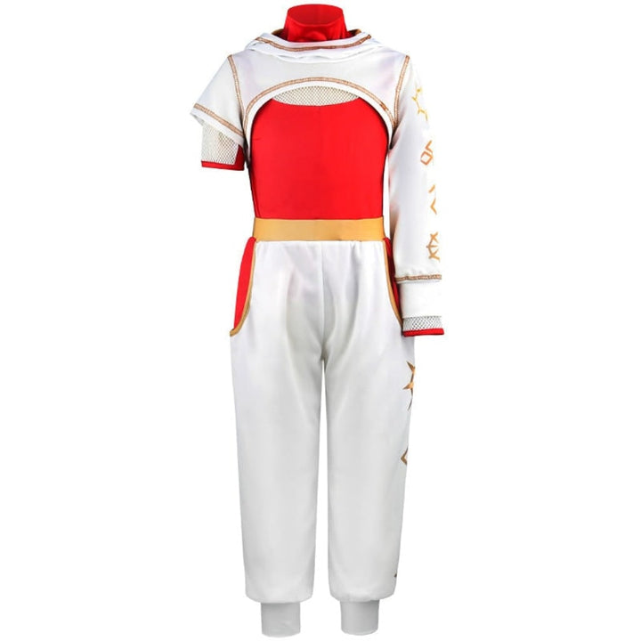 Halloween Anime Cosplay Costume Outfits with High Collar Gold Waistband Asymmetrical Sleeves