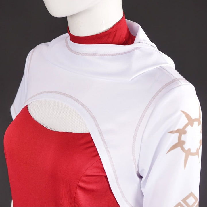 Halloween Anime Cosplay Costume Set with Hooded Shrug Pleated Skirt and Gold Doki