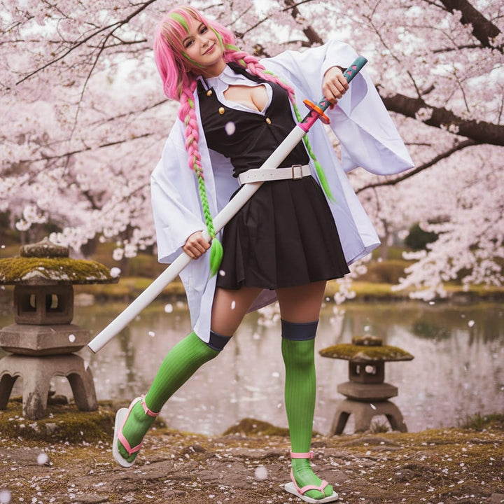 Halloween Anime Cosplay Costume with Haori Jacket and Character Design Multi-Piece Set