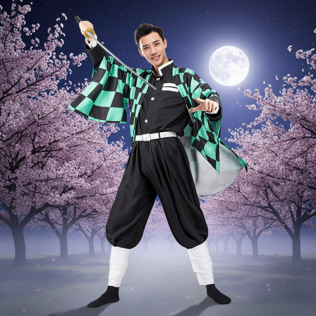 Halloween Anime Cosplay Costume with Haori Jacket and Character Design Multi-Piece Set