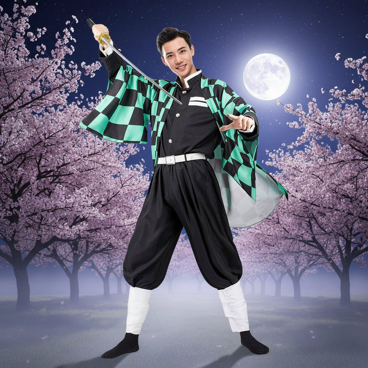 Halloween Anime Cosplay Costume with Haori Jacket and Character Design Multi-Piece Set