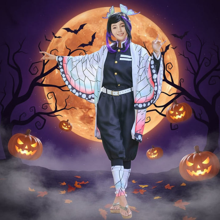 Halloween Anime Cosplay Costume with Haori Jacket and Character Design Multi-Piece Set