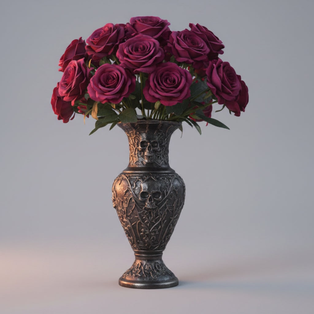 Halloween Artificial Roses Bulk in Vase with Stems for Seasonal Floral Decoration