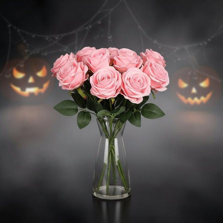 Halloween Artificial Roses Bulk in Vase with Stems for Seasonal Floral Decoration