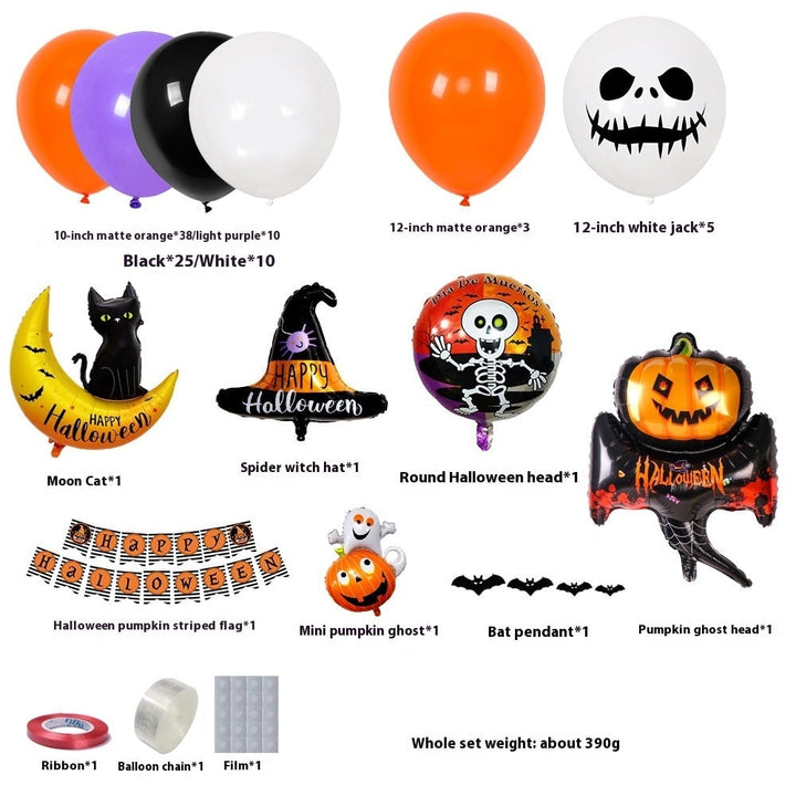 Halloween Balloon Arch Kit with Standing Stand for Party Decoration with Foil and Banner