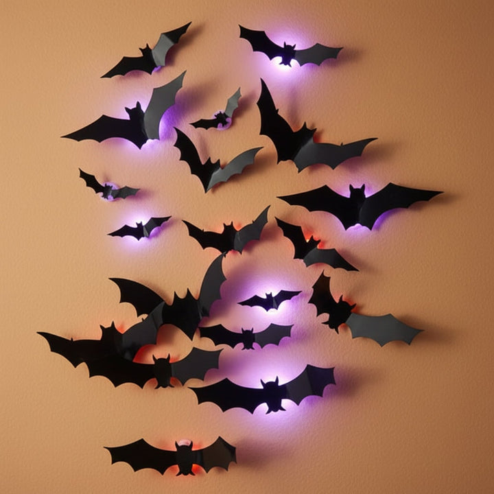 Halloween Bat Decorations and Lights Outdoor with 3D Foldable Wings LED Backlight Wall Decor