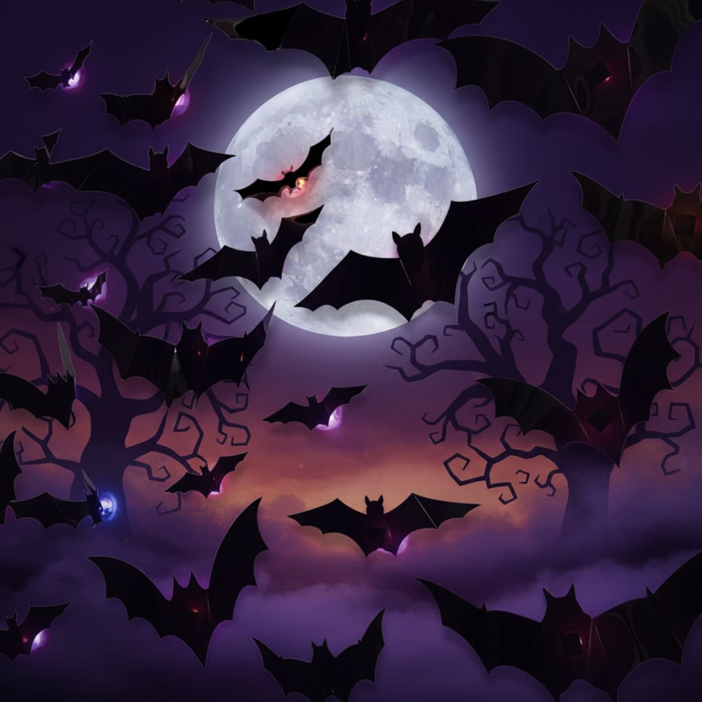 Halloween Bat Decorations and Lights Outdoor with 3D Foldable Wings LED Backlight Wall Decor