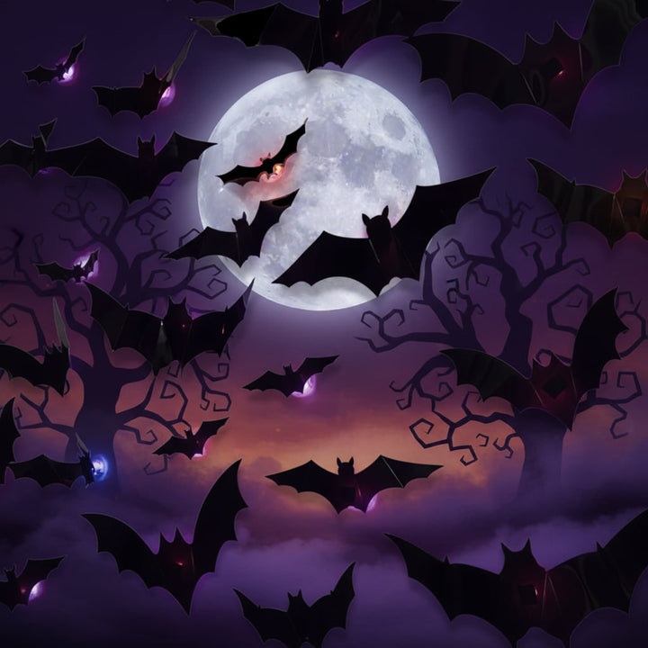Halloween Bat Decorations and Lights Outdoor with 3D Foldable Wings LED Backlight Wall Decor