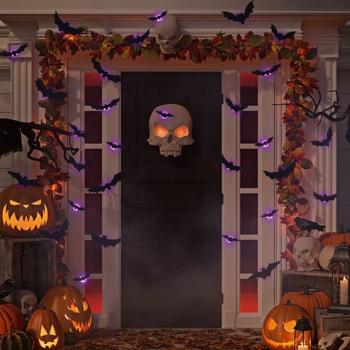 Halloween Bat Decorations and Lights Outdoor with 3D Foldable Wings LED Backlight Wall Decor