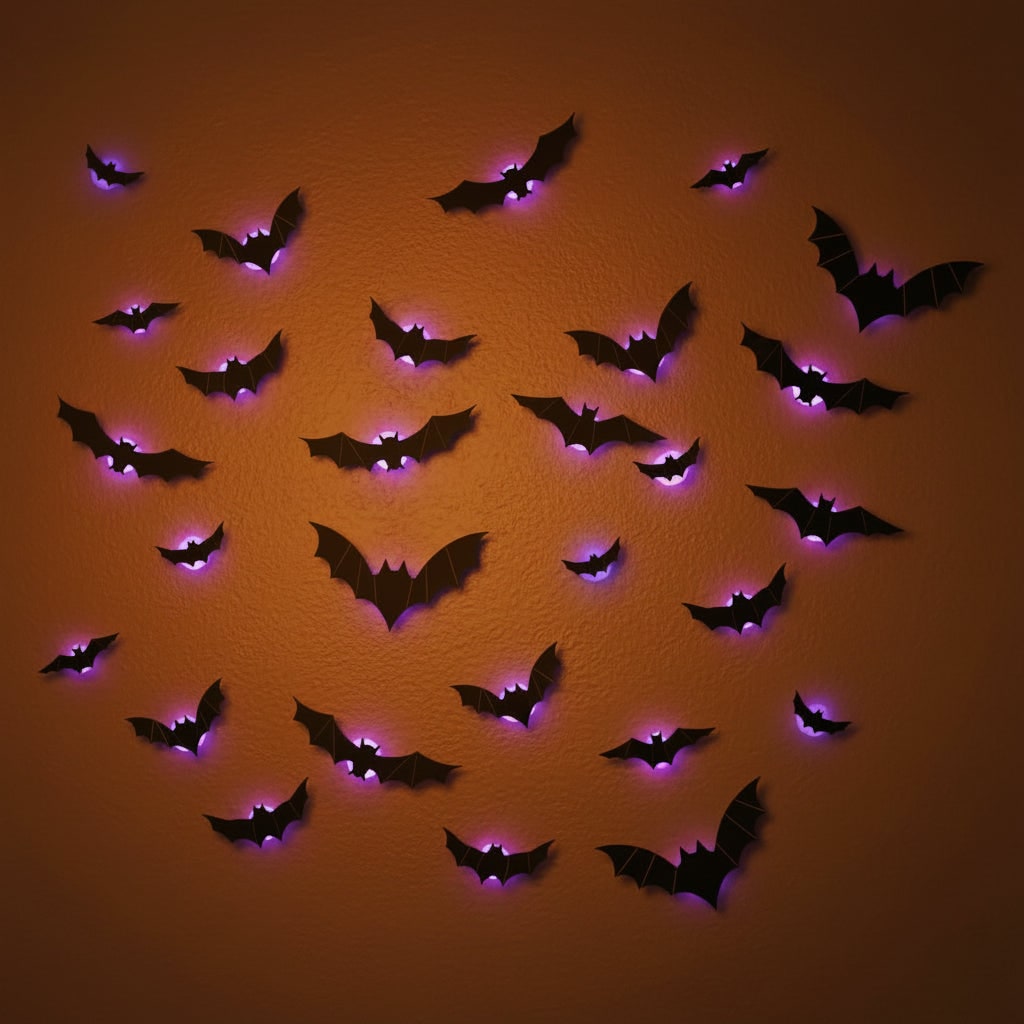 Halloween Bat Decorations and Lights Outdoor with 3D Foldable Wings LED Backlight Wall Decor