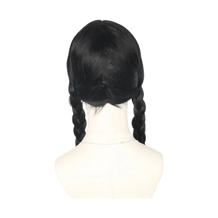 Halloween Braided Costume Wig with Straight Bangs and Pigtails Synthetic Hair Dress Up