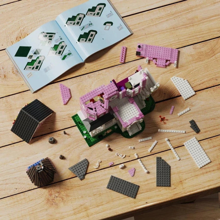 Halloween Building Block Sets with LED Lights Victorian Pink Dollhouse for Children Creative Play