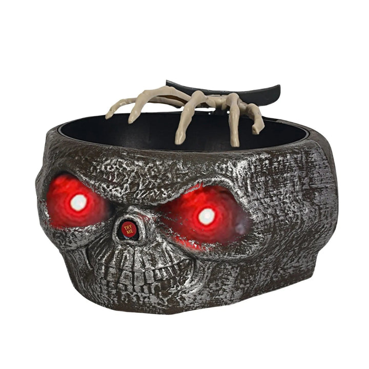 Halloween Candy Bowl Motion Activated with LED Eyes and Skeleton Hand for Indoor Party Decoration