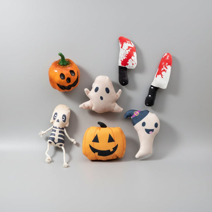 Halloween Cat Toys Catnip Stuffed Animal with Plush Ghost Skeleton Pumpkin Shapes for Kitten