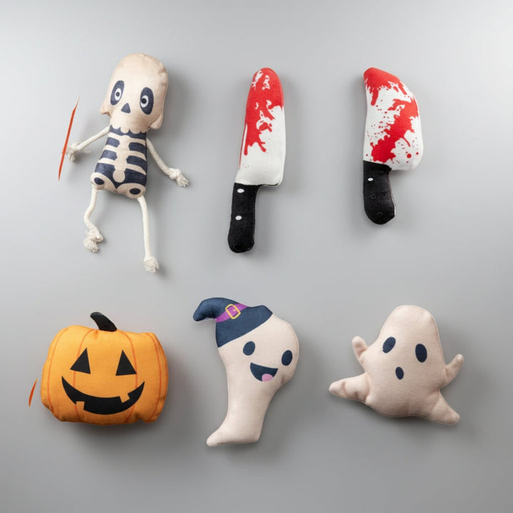 Halloween Cat Toys Catnip Stuffed Animal with Plush Ghost Skeleton Pumpkin Shapes for Kitten